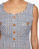 FANNY Sleeveless Midi Sheath Dress in Luxury Tweed with Lurex