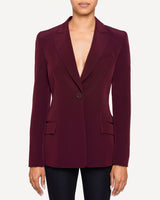 JESS Single Button Peak Lapel Jacket with Seam Detail in Fluid Cady