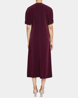 SERAFINA Short Sleeve Midi A-Line Sheath Dress in Fluid Cady