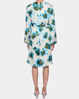 NOLA Long Sleeve Keyhole Knee-Length Dress in Abstract Floral Print