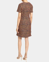 MELANIA Short Sleeve Shift Dress in Multi Color Modern Tweed