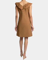 SILVI Cap Sleeve Shift Dress with Ruffle Panels in Stretch Cotton