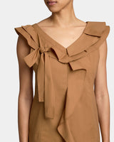 SILVI Cap Sleeve Shift Dress with Ruffle Panels in Stretch Cotton