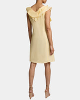 SILVI Cap Sleeve Shift Eyelet Dress with Ruffle Panels