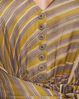 LANITA Sleeveless Fit and Flare Hi Lo Dress in Botanical Printed Charmeuse