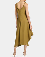 KOURT Asymmetric Sleeveless Linen Blend Midi Billow Dress
