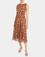 CARMA Sleeveless Midi Dress in Floral Crinkle Georgette