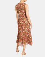 CARMA Sleeveless Midi Dress in Floral Crinkle Georgette