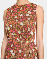 CARMA Sleeveless Midi Dress in Floral Crinkle Georgette