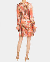 DAHLIA Long Sleeve Dress in Abstract Printed Georgette