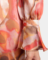 DAHLIA Long Sleeve Dress in Abstract Printed Georgette