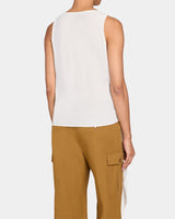 DANNA Sleeveless Faux Wrap Top in Fluid Crepe