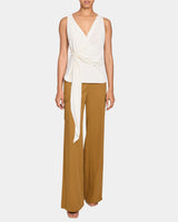 DANNA Sleeveless Faux Wrap Top in Fluid Crepe