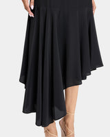 DAVIN Sleeveless Asymmetric Fit and Flare Silk Midi Dress