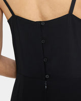 DAVIN Sleeveless Asymmetric Fit and Flare Silk Midi Dress