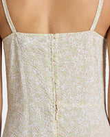 DAVIN Sleeveless Asymmetric Fit and Flare Midi Dress in Cotton Seersucker