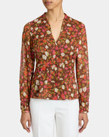 WINNIE Long Sleeve Buttoned Blouse in Floral Crinkle Georgette