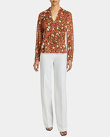 WINNIE Long Sleeve Buttoned Blouse in Floral Crinkle Georgette