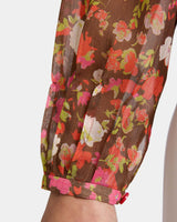 WINNIE Long Sleeve Buttoned Blouse in Floral Crinkle Georgette