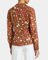 WINNIE Long Sleeve Buttoned Blouse in Floral Crinkle Georgette