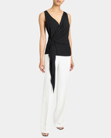 DANNA Sleeveless Faux Wrap Top in Fluid Crepe