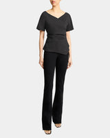 MURPHY Asymmetric Short Sleeve Faux Wrap Top with Tuck Details