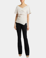 MURPHY Asymmetric Short Sleeve Faux Wrap Top with Tuck Details