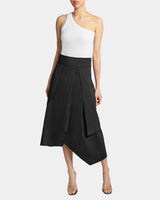 DEB Multi-Panel Asymmetric Midi Skirt in Stretch Cotton