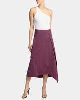 DEB Multi-Panel Asymmetric Midi Skirt in Stretch Cotton