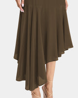 DAVIN Sleeveless Asymmetric Fit and Flare Silk Midi Dress