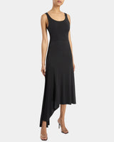 TANI Sleeveless Asymmetric Midi Dress in Fluid Jersey