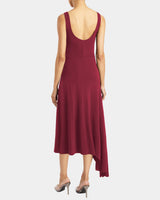 TANI Sleeveless Asymmetric Midi Dress in Fluid Jersey