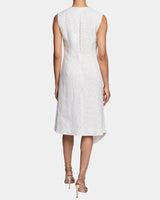 BECCA Sleeveless Asymmetric Sheath Dress in Striped Linen