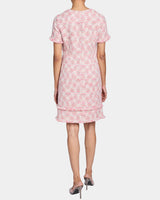 MELANIA Short Sleeve Shift Dress in Cotton Jacquard