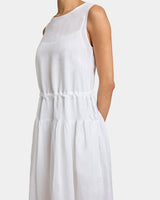 MISTY Sleeveless Drop-Waist Midi Dress in Lightweight Ramie