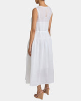 MISTY Sleeveless Drop-Waist Midi Dress in Lightweight Ramie