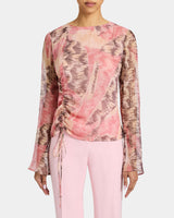 FABI Long Sleeve Top in Printed Silk Chiffon