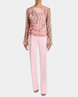 FABI Long Sleeve Top in Printed Silk Chiffon