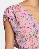TALIA Cap Sleeve Midi Dress in Stretch Floral Print