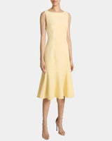 MELISSA Sleeveless Dress with Flared Skirt Panel in Soft Stretch Crepe