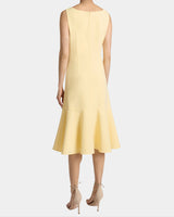 MELISSA Sleeveless Dress with Flared Skirt Panel in Soft Stretch Crepe