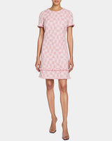MELANIA Short Sleeve Shift Dress in Cotton Jacquard