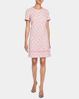 MELANIA Short Sleeve Shift Dress in Cotton Jacquard