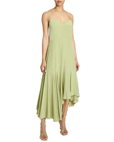 DAVINA Sleeveless Fit and Flare Midi Dress in Silk Crepe De Chine