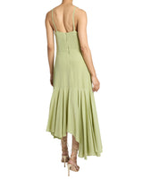 DAVINA Sleeveless Fit and Flare Midi Dress in Silk Crepe De Chine