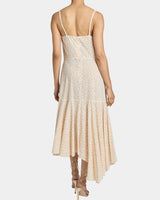 DAVINA Sleeveless Asymmetric Fit and Flare Midi Dress in Cotton Seersucker