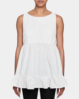 JOY Sleeveless Ruffle Top in Cotton Poplin