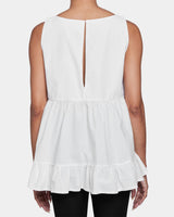 JOY Sleeveless Ruffle Top in Cotton Poplin
