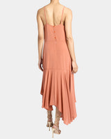 DAVINA Sleeveless Fit and Flare Midi Dress in Silk Crepe De Chine