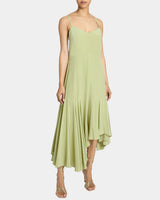 DAVINA Sleeveless Fit and Flare Midi Dress in Silk Crepe De Chine